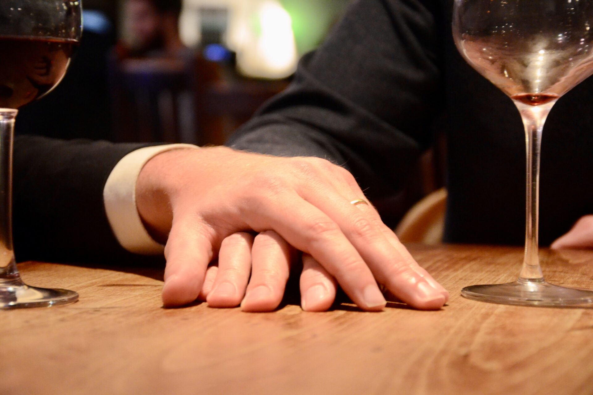 Hand on hand wine bar