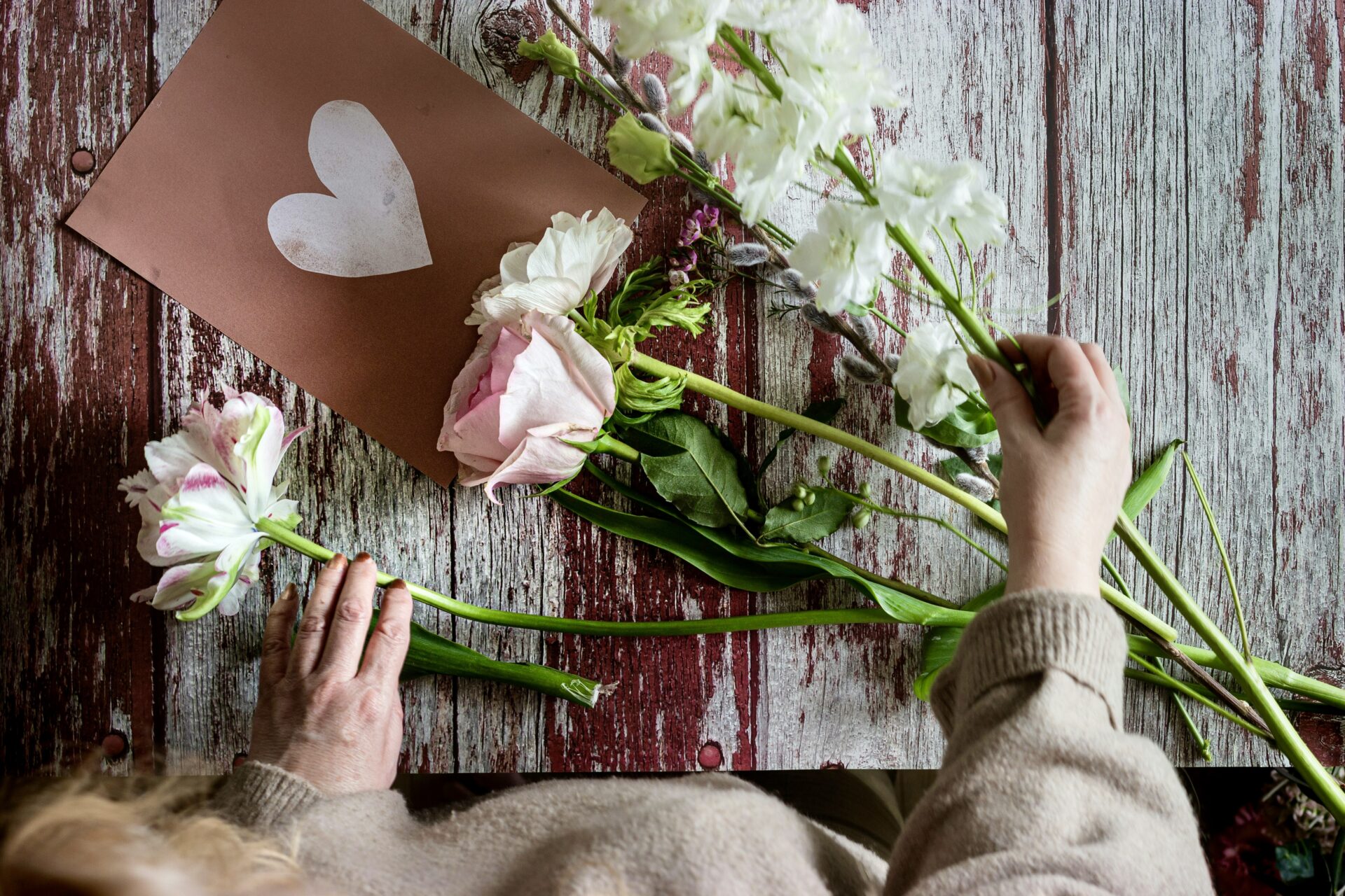 Person arranging flowers