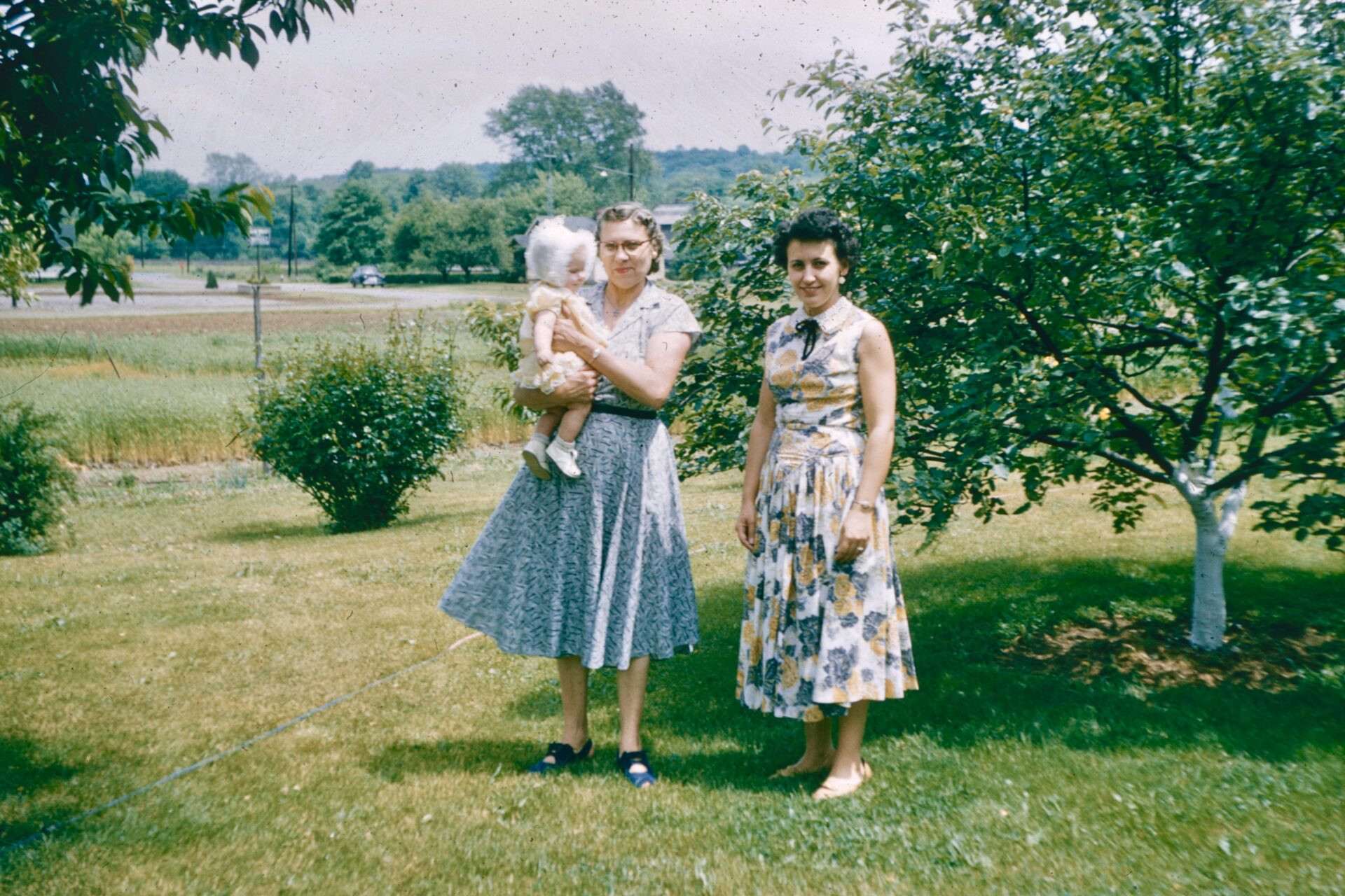 Mum and baby in garden