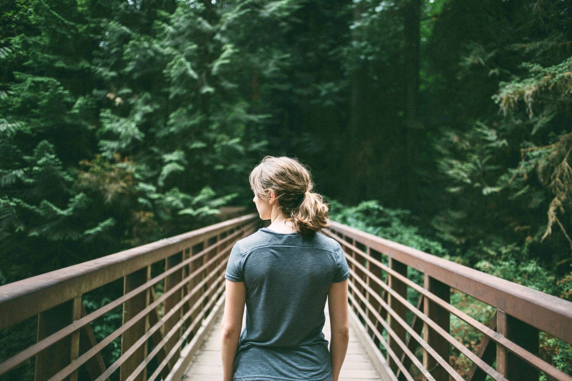 Woman on bridge