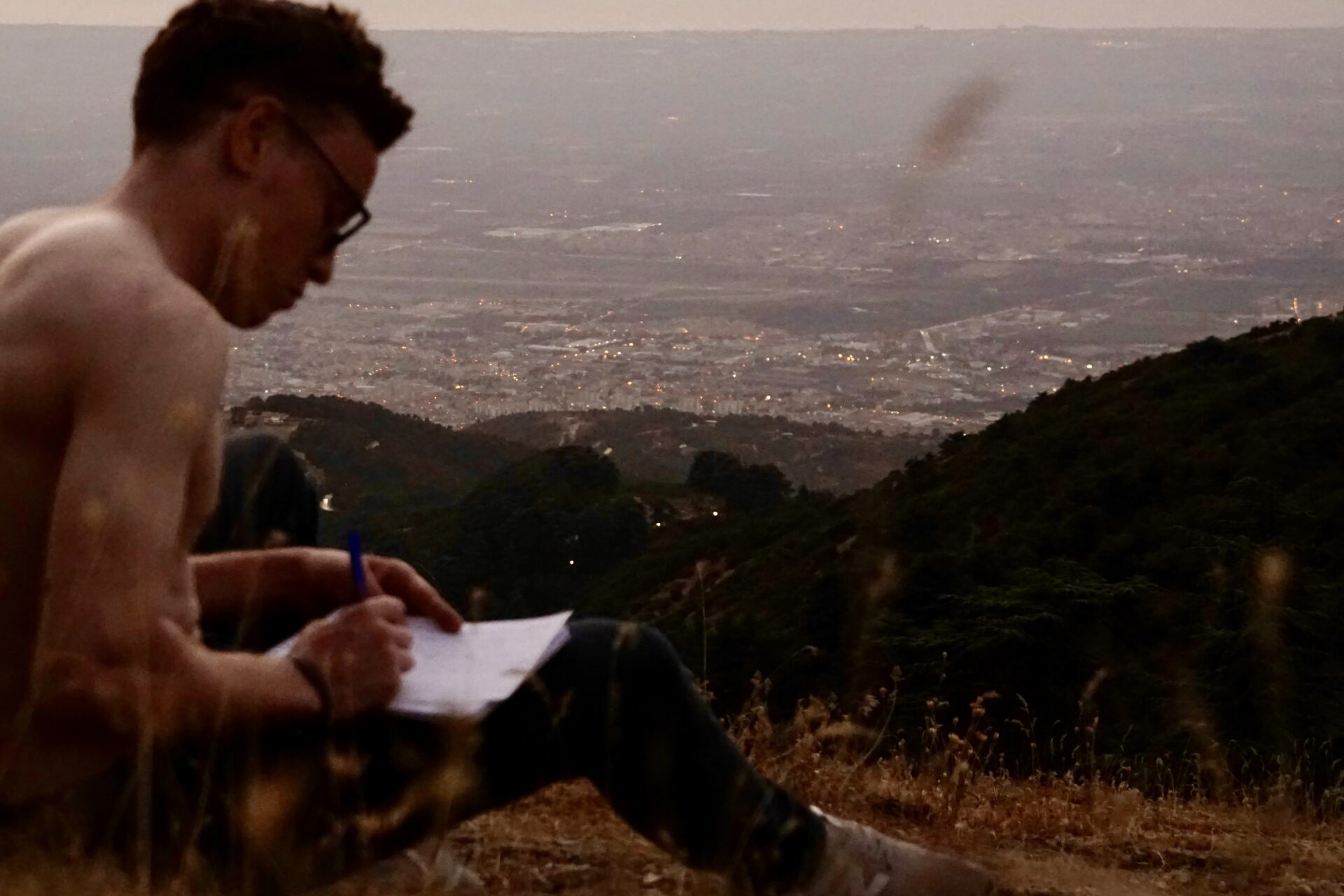 Writing on a hill